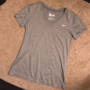 Ladies Dri-Fit Gray V-Neck Shirt